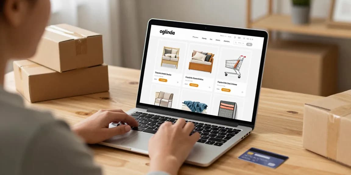 An e-commerce scene showcasing oglinda baie options for online shopping, highlighting best deals and product reviews.