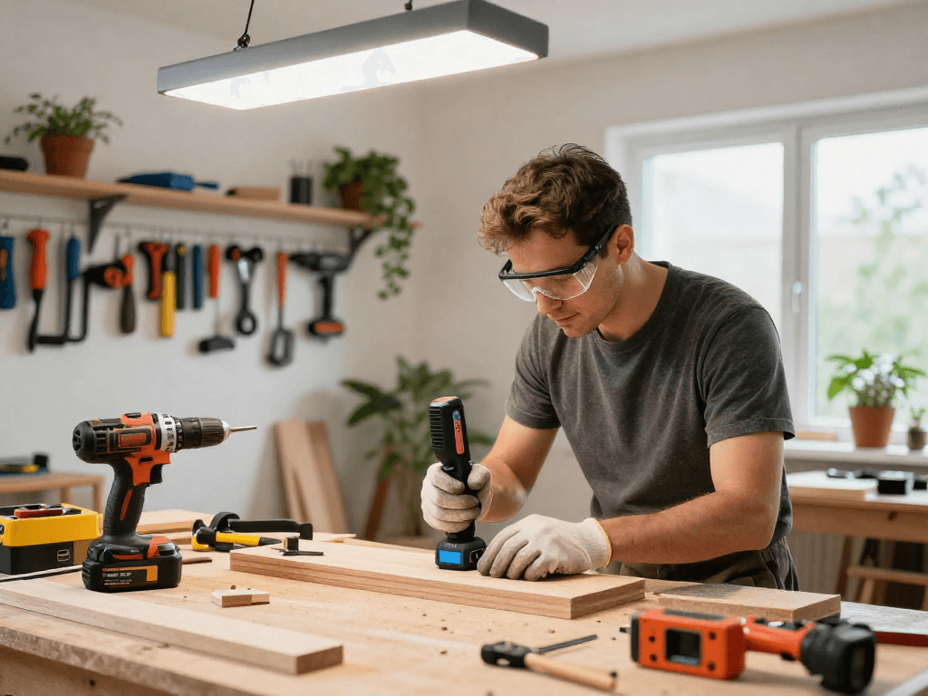 Skilled craftsman utilizing beta tools in a vibrant workshop