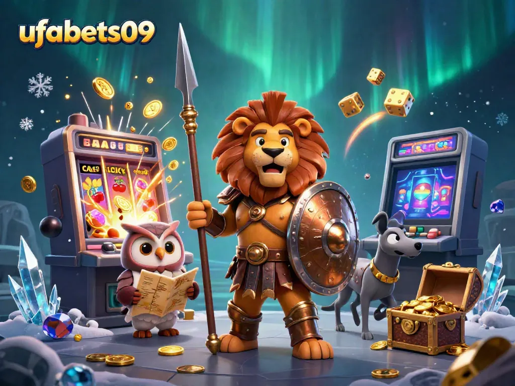 Spin and win with ufabets09 as a Spartan lion leads dynamic slot battles featuring lively jackpot elements.