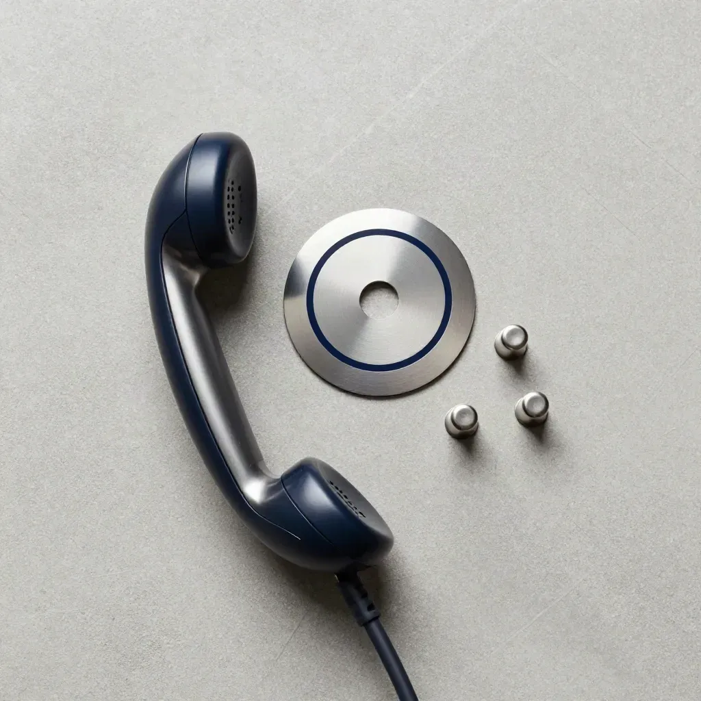 Overhead intake set with handset, location disc and routing pegs on concrete.