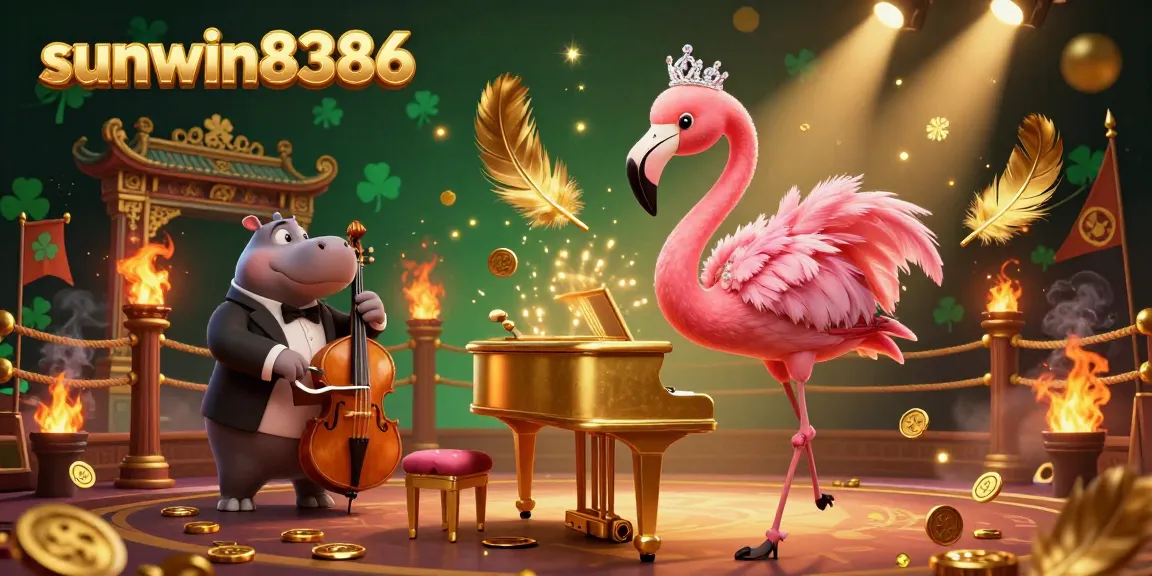 Experience exciting gaming moments at sunwin8386 with a vibrant 3D casino scene featuring lively characters and dynamic betting elements.