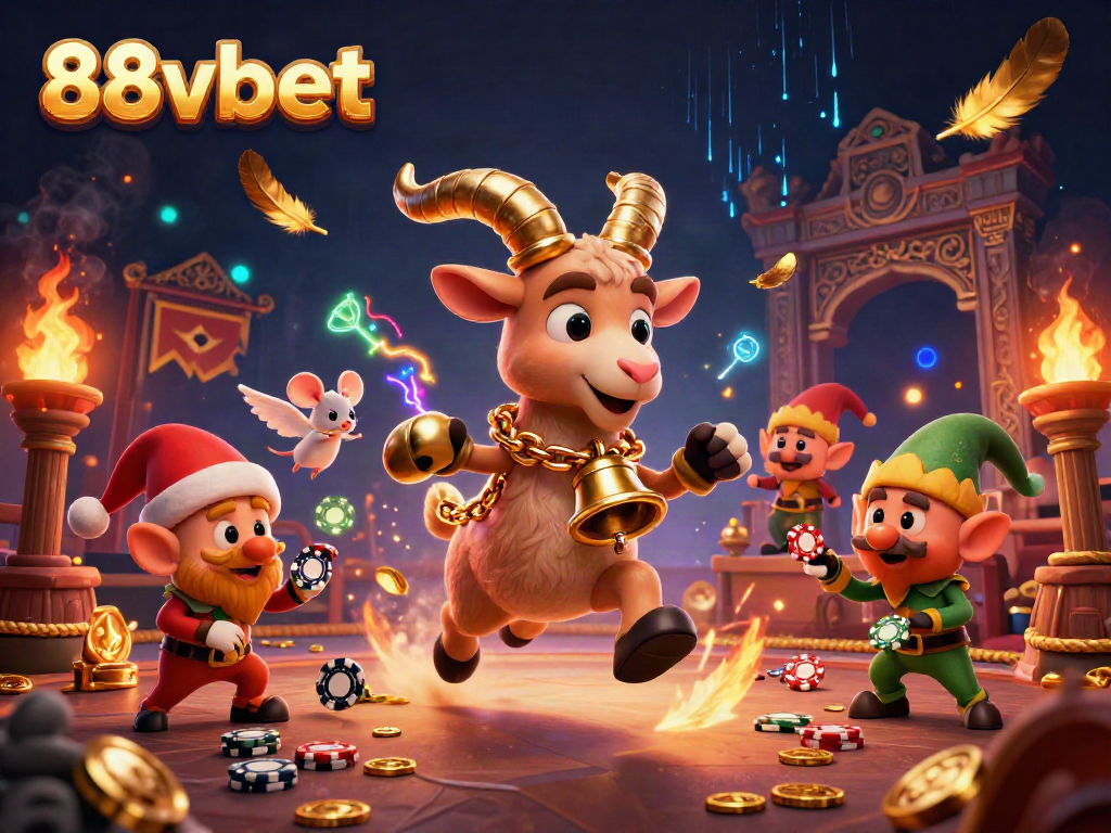 Experience gaming excitement at 88vbet with festive casino chaos, featuring Krampus and mischievous elves.