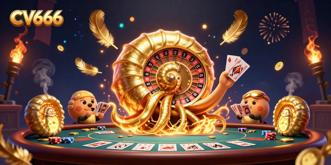 Engage in thrilling poker games with CV666's giant nautilus dealer, showcasing royal flush hands.