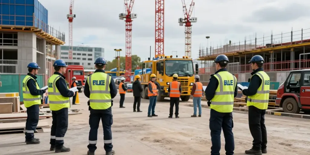 Construction Site Security team ensuring safety at a local construction site in London, delivering professional service and community trust.