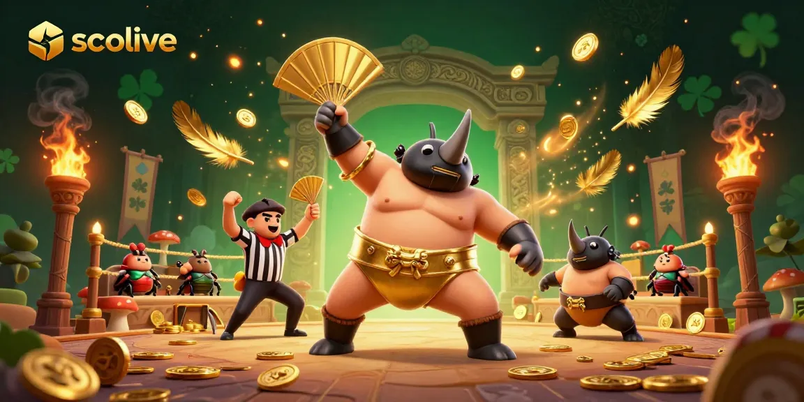 Socolive platform showcases lively sports betting action with vibrant characters, golden coins, and dynamic elements.