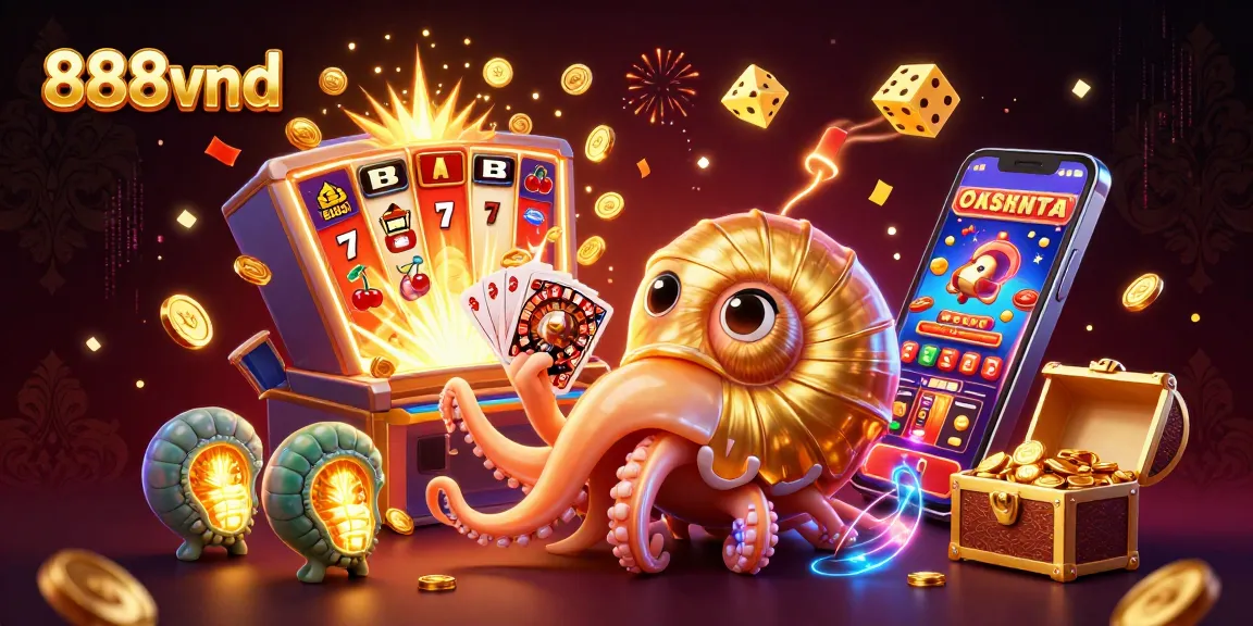 Engage with 888vnd's vibrant casino world featuring a giant nautilus and exciting games.