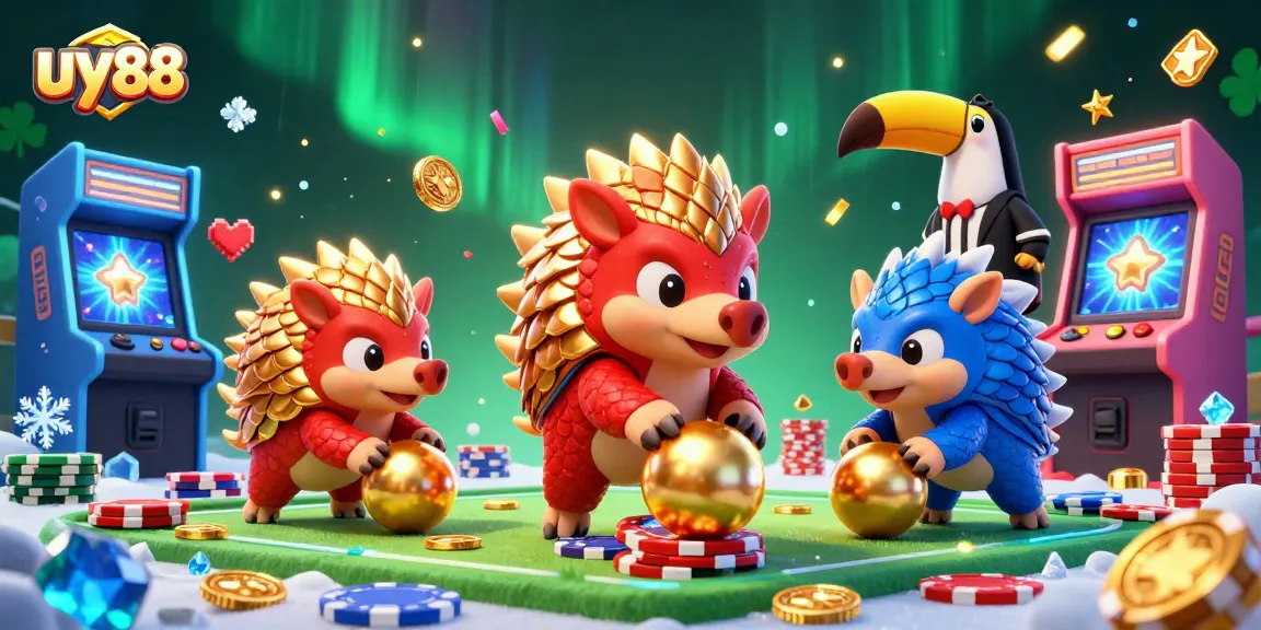 Engage with exciting gameplay at uy88, featuring dynamic pangolins in a vibrant casino scene.