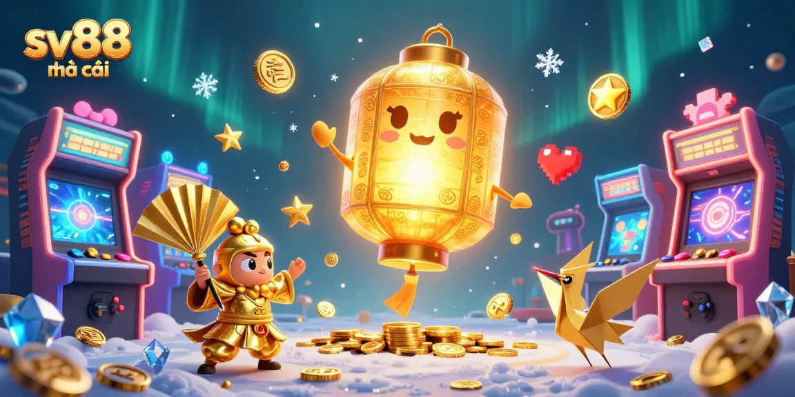 Engage with sv88 nhà cái featuring a glowing lantern spirit and casino-themed game elements in a vivid 3D scene.