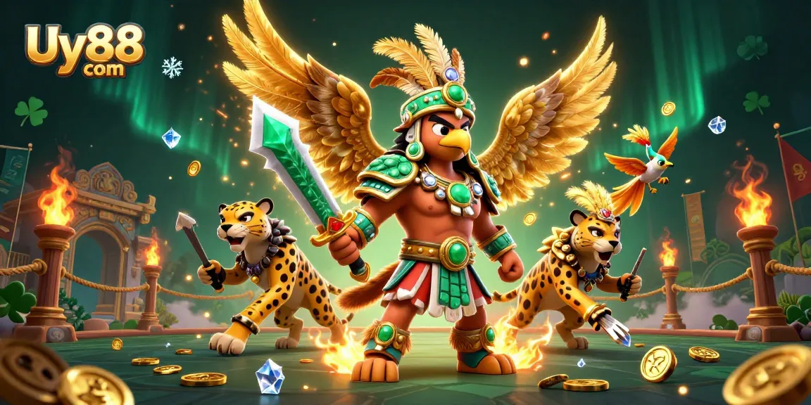 Experience thrilling casino adventures with Uy88 com featuring Aztec warriors and exciting game elements.