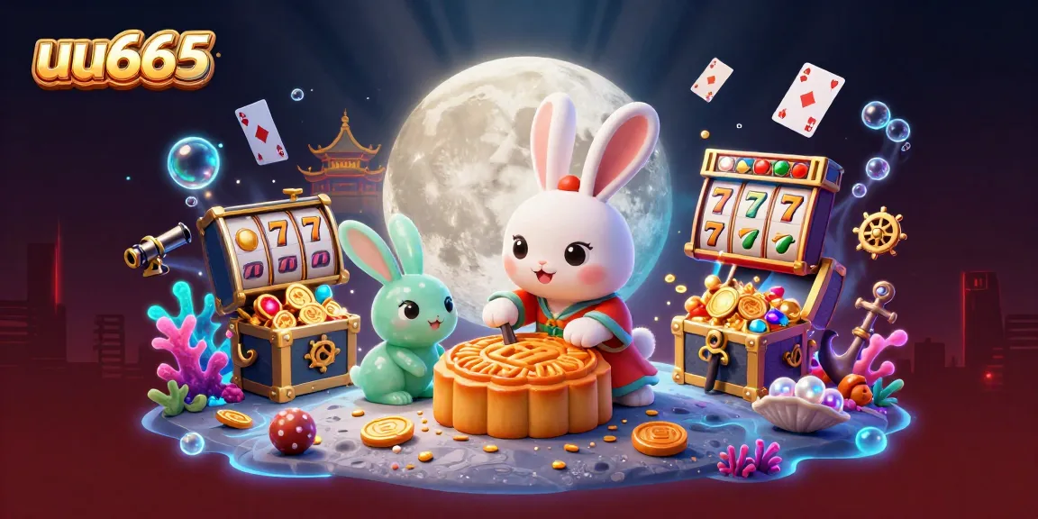 Experience thrilling gameplay with uu666, featuring slot reels and golden moon rabbits.