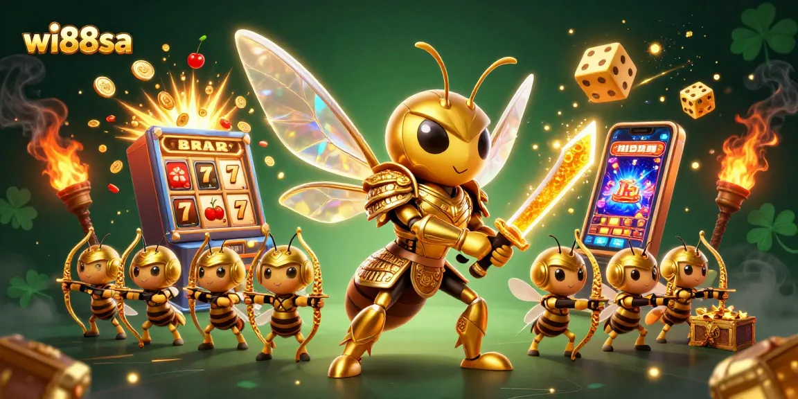 Experience exciting wins at wi88sa with a dynamic casino scene showcasing slot games and thrilling characters.