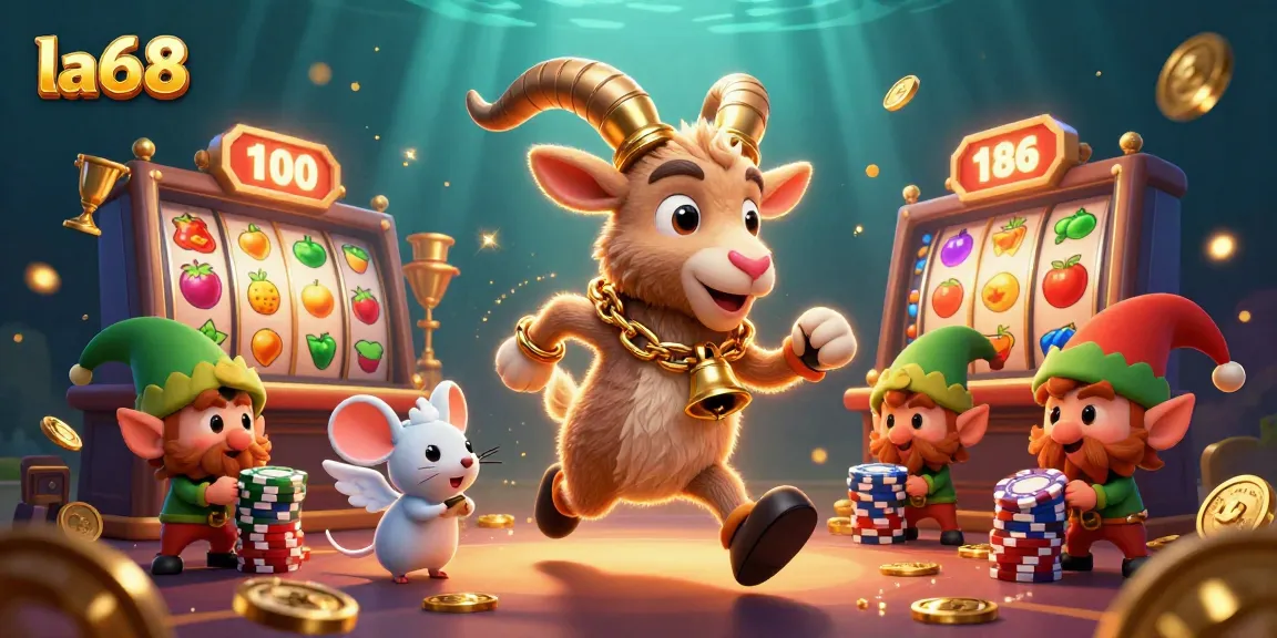 Experience thrilling gaming at la68 with a unique festive casino scene featuring dynamic characters and elements.