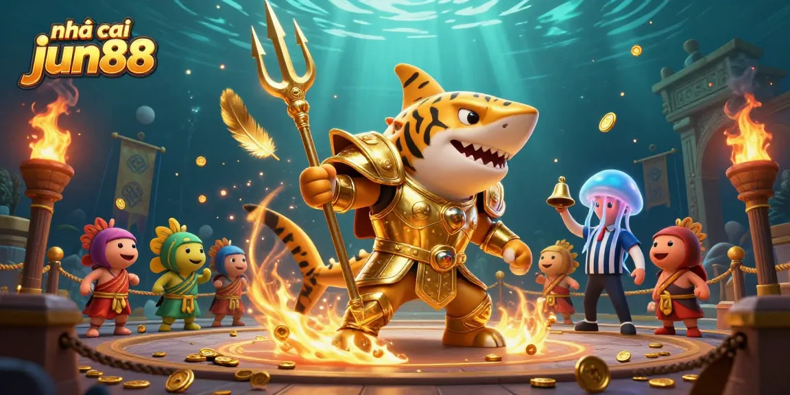 Engage in thrilling gaming at nhà cái jun88, featuring a vibrant underwater colosseum and exciting betting action.