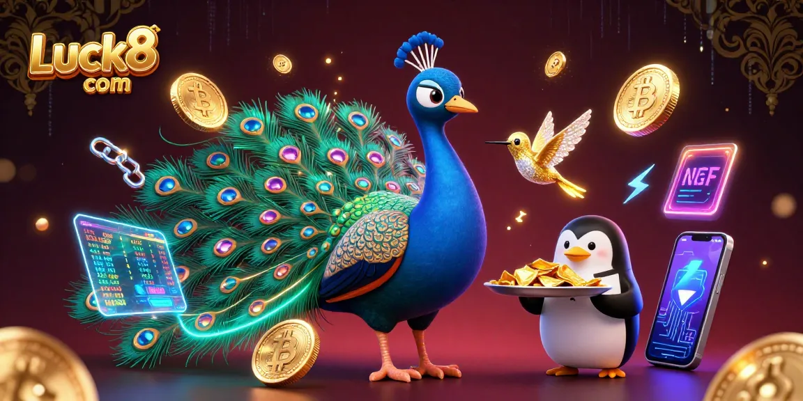 Join Luck8 com for an exclusive casino experience featuring vibrant characters and digital elements.