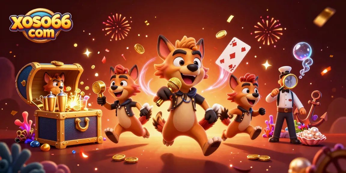 Experience top-notch entertainment at xoso66 com with a vibrant 3D cartoon casino scene featuring hyenas.