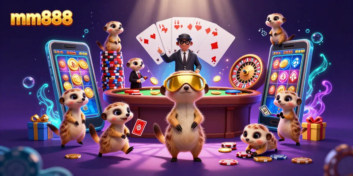 Engage with exciting gaming experiences at mm888 with meerkats managing a vibrant casino.