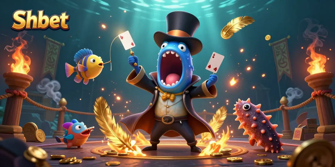 Shbet players enjoying an engaging cartoon-themed magic atmosphere featuring underwater characters and vibrant casino elements.