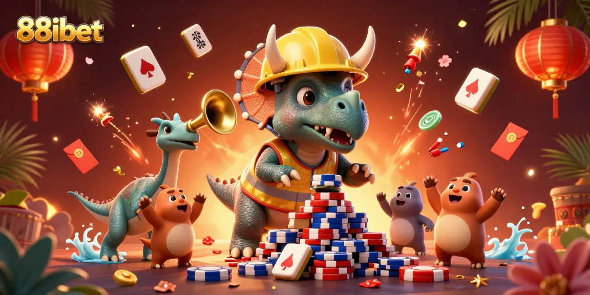 Win big with 88ibet's vibrant casino illustration featuring game-themed elements and animated characters.