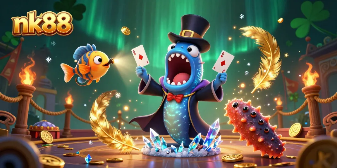 Experience exciting gaming at nk88 with unique characters in a vibrant 3D illustration.